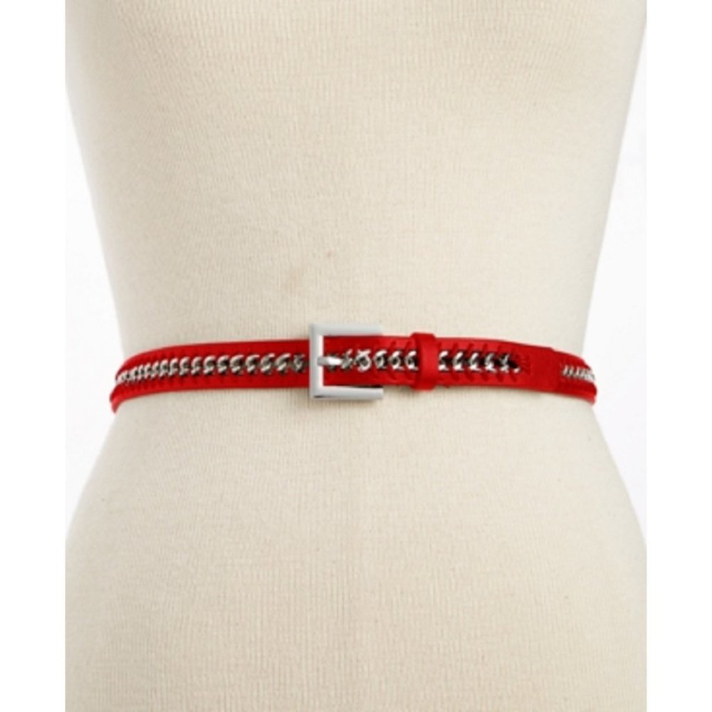 Style & co. Skinny Chain Inlay Red Belt, Size Medium, Retail $34.00